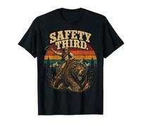 Safety Third Funny Cowboy Riding Bear Sarcastic Safety T-Shirt