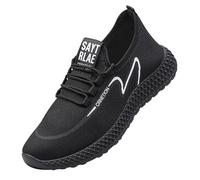 Safety Trainers Men Arch Fit Easy Close Slip On Trainers Non-Slip Durable Running Shoes Soft Cushioned Footbed Walking Shoes Mesh Lining Athletic Trainer Gym Fitness Jogging Walking Black