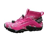 Safety Trainers Men Mesh Lining Breathable Hiking Shoes High Range Easy Close Steel Toe Cap Trainers Non-Slip Sturdy Grip Walking Shoes Mountain Trekking Deep Lugs Athletic Trainer Hot Pink
