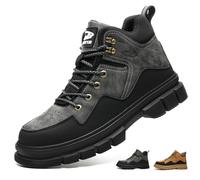 Safety Trainers Men Women Lightweight Comfortable Work Boots Non Slip Puncture Proof Safety Boots Breathable Steel Toe Cap Boots, Black, 11UK