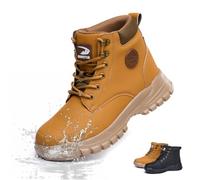 Safety Trainers Men Women Steel Toe Cap Trainers Lightweight Safety Shoes Waterproof Non Slip Work Boots,Orange,10 UK