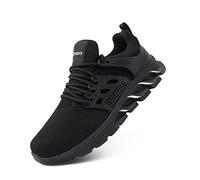 Safety Trainers Men Womens Steel Toe Cap Trainers Work Safety Boots Wide Fit Composite Non Slip Kitchen Chef Safety Shoes Black Blue Size 7.5 UK