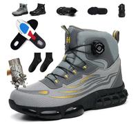 Safety Trainers Mens 2.0, 2.0 Safety Shoes-Complete Protection for Warehouse Workers,2026 New Non-tie Anti Smashing Anti StabComfortable Anti-Slip Safety Boots Shoes (Grau,8)