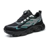 Safety Trainers Mens Steel Toe Cap Trainers Womens Lightweight Breathable Safety Shoes Non Slip Work Trainers with Swivel Buckle Industrial Sneakers, Black, UK 7