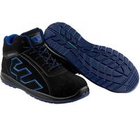Safety Trainers, Safety Shoes Men Women, Leather Lightweight Steel Toe Cap Safety Work Boots Lace Up Non Slip Shoes (Black Blue WF33, UK Footwear Size System, Adult, Men, Numeric, Medium, 12)