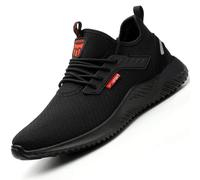 Safety Trainers Steel Toe Cap Men Safety Shoes for Women Shoes Work Trainers Black Size 7.5 UK Lightweight Men's Work & Utility Footwear Breathable Construction Industrial Sneakers Sport Sneakers