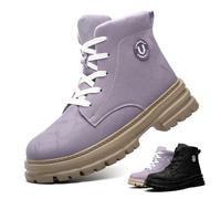 Safety Trainers Womens Lightweight Safety Boots Waterproof Steel Toe Cap Trainers Puncture Proof Work Boots Non Slip Industrial Work Shoes,Purple,7 UK