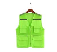 Safety Vests, Safety Vest Hi-Vis Mesh Reflective Pockets Zipper Outdoor Work Multicolor Multiple Sizes(Grün,4XL)