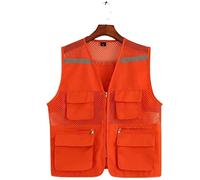 Safety Vests, Safety Vest Hi-Vis Mesh Reflective Pockets Zipper Outdoor Work Multicolor Multiple Sizes(Oranje,XXL)