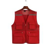 Safety Vests, Safety Vest Hi-Vis Mesh Reflective Pockets Zipper Outdoor Work Multicolor Multiple Sizes(Rosso,4XL)