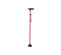 Safety Walking Stick/Cane - Built-in LED Torch, Pivioting Quad Base,Easy Grip Handle,Metal Body.Clever Collapsible/adjustable,Mobility Aid, for elderly(Red walking stick)