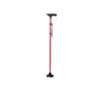 Safety Walking Stick/Cane - Built-in LED Torch, Pivioting Quad Base,Easy Grip Handle,Metal Body.Clever Collapsible/adjustable,Mobility Aid, for elderly (Red walking stick)
