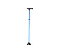 Safety Walking Stick/Cane - Built-in LED Torch, Pivioting Quad Base,Easy Grip Handle,Metal Body.Clever Collapsible/adjustable,Mobility Aid, for elderly(Blue walking stick)