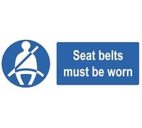 Safety Warning Notice Mandatory Seat Belts Must Be Worn Sign Notice Warning Sign Self Adhesive Gloss Sticker 320mm x 125mm