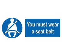 Safety Warning Notice Mandatory You Must Wear A Seat Belt Notice Warning Sign Self Adhesive Gloss Sticker 165mm x 65mm V2