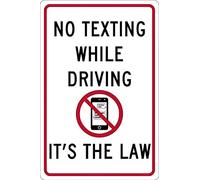 Safety Warning Signs No Texting While Driving It's The Law Metal Sign Wall Art Warning Caution Tin Signs Metal Road Yard Decor 6x8 Inch