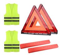 Safety Warning Triangles Kit, 4 In 1 Emergency Warning Car Breakdown Triangle & High Reflective Safety Vest Kit, 4 Pack Foldable Car Road Safety Warning Triangles for Cars for Roadside Breakdown