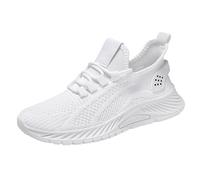 SafetyalTrainers,Adjustable Memory Foam Running Shoes Casual Low Top Jogging Shoes,Comfortable Platform Walk Fashion Trainers,Breathable Mesh Tennis Shoes for Outdoor Mountain Work White