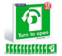 SAFETYKING® 10 pcs Thumb Ture To Exit Sticker Left - L 10 cm x W 10cm | Fire Alarm Thumb Turn Notice | Thumb Turn Sign | Fire Stickers | Fire Safety Signs