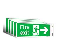 SAFETYKING® 5 Piece Fire Exit Sticker Running Man Right Sticker | 30 cm x 10 cm Self Adhesive Sticker | Fire Exit Signs | Fire Exit Stickers | Fire Exit Safety Pack | Running Man Fire Exit Signs