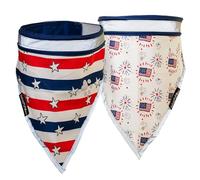 SafetyPUP XD 4th of July Bandana for Large and Small Pets. Safety Accessories for Walking, Camping, and Off Leash Exploration 2-Pack. (Small)