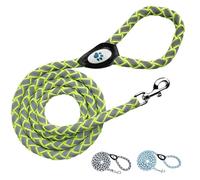 SafetyPUP XD Reflective Dog Leash. Heavy Duty and Durable for Large and Medium Breeds. 6 Ft Long Rope, Tangle Free Braided Leash with Comfortable Handle (Neon Green)
