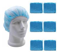 Safetyware Non-Woven Disposable Bouffant Mob Cap Hair Net Head Cover Dustproof Elastic Bulk for Hospital Food Kitchen Cleaning Laboratory Blue (600)