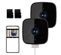 Safeview Window Camera - Protect Your Home, Family & Valuables, Clear 2k Security Camera Color Night Vision, Motion Detection, 2.4ghz Wifi Cameras, 24/7 Recording & Smart Alerts(2SETS,64GB CARD)