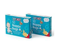 Safewrap Nappy Sacks with Tie Handle - 100 Disposable Nappy Bags (Pack of 2) - Baby Fresh Scented Diaper Disposal Bags for Travel and Home Use