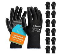 SAFEYEAR 12 Pairs Black PU Coated Safety Work Protective Gloves,Lightweight and Breathable for General Handling Work,Gardening,Builders,DIY,Delivery,Warehouse, Mechanic Men & Women Lady(Black Medium)