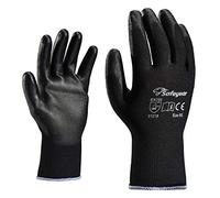 SAFEYEAR 12 Pairs Black PU Coated Safety Work Protective Gloves,Lightweight and Breathable for General Handling Work,Gardening,Builders,DIY,Delivery,Warehouse, Mechanic Men & Women Lady(Black Large)