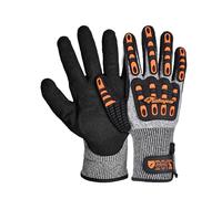 SAFEYEAR Level 5 Cut Resistant Gloves, Nitrile Sand Coated with TPR Impact Protection, Orange Anti-Slip & Anti-Vibration Safety Work Gloves with Touchscreen,M - for Construction, Heavy-Duty Tasks
