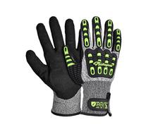 SAFEYEAR Level 5 Cut Resistant Gloves, Nitrile Sand Coated with TPR Impact Protection, Yellow Anti-Slip & Anti-Vibration Safety Work Gloves with Touchscreen,M - for Construction, Heavy-Duty Tasks