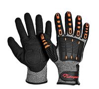 SAFEYEAR Level 5 Cut Resistant Safety Gloves, Nitrile Sand Coated with TPR Impact Protection, Orange Anti-Slip & Anti-Vibration Work Gloves, Size L - for Construction, Industrial Use, Heavy-Duty Tasks