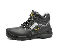 SAFEYEAR Men Safety Work Boots Steel Toe Boots S3 Cow Leather Water-resistant Lightweight Safety Boots Non-slip Puncture Resistant Safety Shoes(Size UK 4)