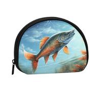 Safflower Flying Fish Coin Purse with Zipper Mini Coin Pouch Small Change Wallet for Men Women Coin Bag Personalized Credit Card Bags Everything Storage Pouch for Headset ID Key Lipstick