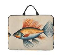 Safflower Flying Fish Print 14in Laptop Case Sleeve Bag – Portable Handle, Business Travel, Commuting, Accessory Pocket