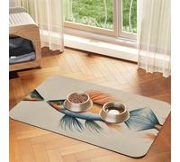 Safflower Flying Fish Print Cat Food Mat Pet Feeding Mat for Floor Pet Supplies Dog Water Bowl Mat Dog Essentials