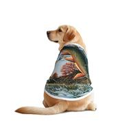 Safflower Flying Fish Print Dog Outfit Sleeveles, Funny Pet Dog Clothes Machine Washable Shirt Vest For Medium Large Dogs