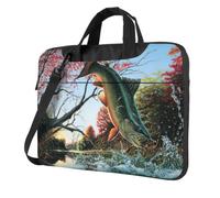 Safflower Flying Fish Print Ultra Slim Laptop Bag Lightweight Oxford Cloth Shoulder Case Portable Computer Briefcase