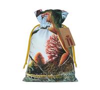 Safflower flying fish Printed Christmas Drawstring Bags with Yellow Christmas Ribbon - Reusable Burlap Drawstring Gift Pouches, S