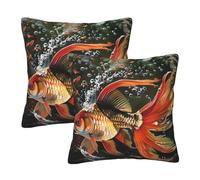 Safflower Flying Fish Printed Pillowcase 2 Pack 20"x20", Soft Decorative Pillow Cases with Hidden Zipper Double-Sided for Sofa Bed Living Room Bedroom