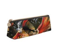 Safflower Flying Fish Printed Zipper Pencil Case Cute Stationery Organizer PVC Leather Triangle Makeup Bag Pen Pouch