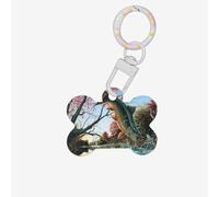 Safflower Flying Fish Printing 1 Pc Dog Bone Shape Id Tags Double Sided with Key Ring Craft for Pets