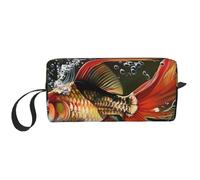 Safflower Flying Fish Prints Cosmetic Bag Makeup Bags for Women Travel Toiletry Bag Accessories Organizer with Handle, Zipper Closure