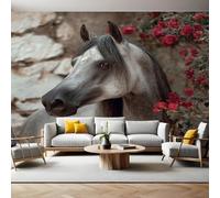 Safflower Mural Wallpaper Animal Arabian Horse Non-Woven Art Print 390 x 260cm Wall Murals Poster Picture Design Modern Decoration for Bedrooms Living Room Children Nursery