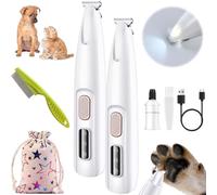 Saffory Dog Paw Trimmer, Saffory Electric Dog Trimmer, Pet Grooming with LED Light, Pet Microprecision Trimmer, Fully Waterproof, For Dogs Cats Trimming Paws, Eyes, Ears, Face, And Rump (2pcs)