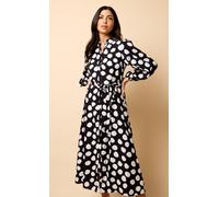 Saffron and Amber Monochrome Spot Print Midi Dress Little Mistress Black 10