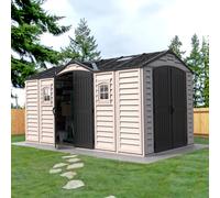 Saffron Apex Extra Plastic Garden Shed - 15x8ft - Beige/Grey
