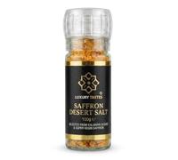 Saffron Desert Salt 100g, Kalahari Desert Salt with Super Negin Saffron Threads, Refillable Gourmet Finishing Salt Mill, Luxury Foodie Gift for Steak & Seafood | Luxury Tastes